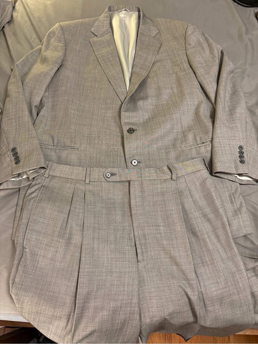 Tom James Executive Collection Suit Gray Men Pleated 46R/48R